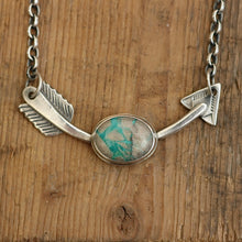 Load image into Gallery viewer, Sterling Silver + Carico Lake Turquoise Arrow Necklace