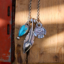 Load image into Gallery viewer, White Buffalo Feather Pendant + Sierra Bella Turquoise Pendant Reworked Necklace
