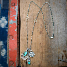 Load image into Gallery viewer, Sonoran Mountain turquoise Feather Pendant + Sterling Thunderbird Reworked Necklace
