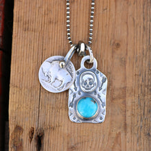 Load image into Gallery viewer, Nacozari Turquoise + Sterling Silver Skull Dog Tag Necklace