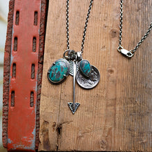 Load image into Gallery viewer, Apache Nugget turquoise Pendant + Nickel Reworked Necklace