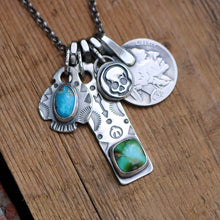Load image into Gallery viewer, Sonoran mountain turquoise Bar Pendant + Sierra Bella Turquoise Thunderbird Reworked Necklace