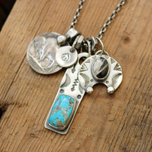 Load image into Gallery viewer, Sierra Bella turquoise Bar Pendant + White Buffalo Naja Pendant Reworked Necklace