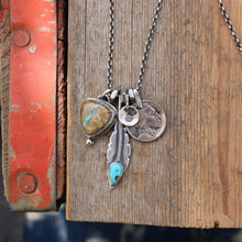 Load image into Gallery viewer, Royston Ribbon Turquoise Pendant + Sierra Bella Feather Reworked Necklace