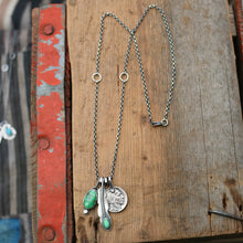 Load image into Gallery viewer, Sonoran Mountain turquoise Feather Pendant + Nickel Reworked Necklace