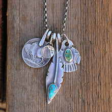 Load image into Gallery viewer, Sonoran Mountain turquoise Thunderbird + Feather Reworked Necklace