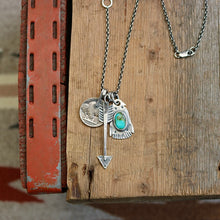 Load image into Gallery viewer, Sonoran Mountain turquoise Thunderbird + Arrow Reworked Necklace