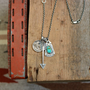Sonoran Mountain turquoise Thunderbird + Arrow Reworked Necklace