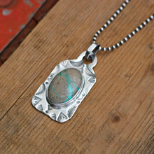 Load image into Gallery viewer, Carico Lake Turquoise + Sterling Silver Dog Tag Necklace