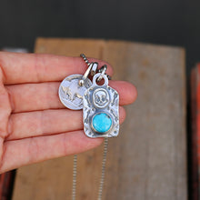 Load image into Gallery viewer, Nacozari Turquoise + Sterling Silver Skull Dog Tag Necklace
