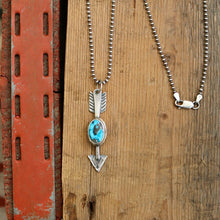 Load image into Gallery viewer, Sterling Silver + Blue Moon Turquoise Arrow Necklace