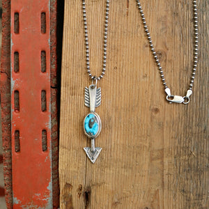 Sterling Silver + Blue Moon Turquoise Arrow Necklace