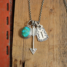 Load image into Gallery viewer, Sonoran Mountain turquoise Pendant + Sterling Silver Thunderbird Reworked Necklace