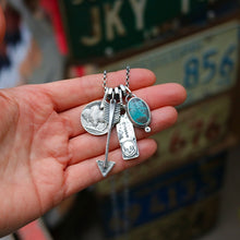 Load image into Gallery viewer, Apache Nugget turquoise Pendant + Buffalo Nickel Reworked Necklace
