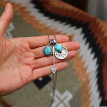Load image into Gallery viewer, Blue Bird turquoise Pendant + Nickel Reworked Necklace