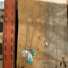 Load image into Gallery viewer, Sonoran Mountain Turquoise Pendant + Nacozari Feather Pendant Reworked Necklace