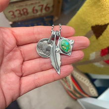 Load image into Gallery viewer, Sonoran Mountain turquoise Pendant + Feather Pendant Reworked Necklace