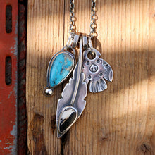 Load image into Gallery viewer, White Buffalo Feather Pendant + Sierra Bella Turquoise Pendant Reworked Necklace