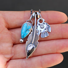 Load image into Gallery viewer, White Buffalo Feather Pendant + Sierra Bella Turquoise Pendant Reworked Necklace