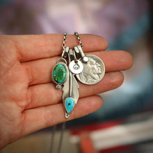 Load image into Gallery viewer, Sonoran Mountain Turquoise Pendant + Sierra Bella Turquoise Feather Pendant Reworked Necklace
