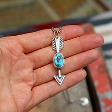 Load image into Gallery viewer, Sterling Silver + Blue Moon Turquoise Arrow Necklace