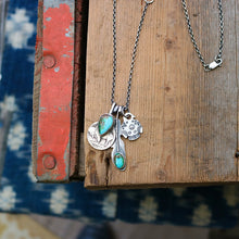 Load image into Gallery viewer, Sonoran Mountain turquoise Feather Pendant + Sterling Thunderbird Reworked Necklace