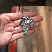 Load image into Gallery viewer, Sonoran Mountain turquoise Bar Pendant + White Buffalo Pendant Reworked Necklace