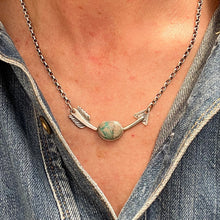 Load image into Gallery viewer, Sterling Silver + Carico Lake Turquoise Arrow Necklace