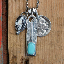 Load image into Gallery viewer, Pilot Mountain turquoise Bar Pendant + White Buffalo Pendant Reworked Necklace