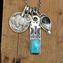Load image into Gallery viewer, Sierra Bella turquoise Bar Pendant + White Buffalo Pendant Reworked Necklace