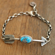 Load image into Gallery viewer, Sterling silver Arrow + Sierra Bella Turquoise Bracelet