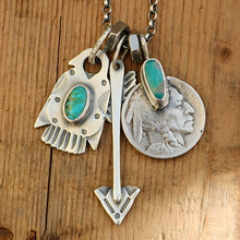 Load image into Gallery viewer, Kingman turquoise Nickel + Thunderbird Reworked Necklace