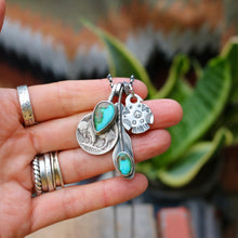 Load image into Gallery viewer, Sonoran Mountain turquoise Feather Pendant + Sterling Thunderbird Reworked Necklace