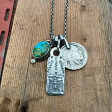 Load image into Gallery viewer, Sonoran Mountain turquoise Pendant + Thunderbird Bar Pendant Reworked Necklace