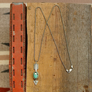 Sterling Silver + Nacozari Turquoise with Pyrite Arrow Necklace