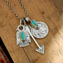 Load image into Gallery viewer, Kingman turquoise Nickel + Thunderbird Reworked Necklace
