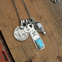 Load image into Gallery viewer, Sierra Bella turquoise Bar Pendant + White Buffalo Pendant Reworked Necklace