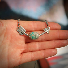 Load image into Gallery viewer, Sterling Silver + Carico Lake Turquoise Arrow Necklace
