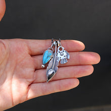 Load image into Gallery viewer, White Buffalo Feather Pendant + Sierra Bella Turquoise Pendant Reworked Necklace