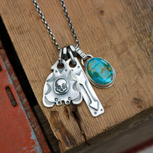 Load image into Gallery viewer, Sonoran Mountain turquoise Pendant + Thunderbird Pendant Reworked Necklace