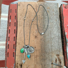 Load image into Gallery viewer, Sonoran Mountain turquoise Pendant + Blue Bird turquoise Feather Reworked Necklace