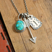 Load image into Gallery viewer, Sonoran Mountain turquoise Pendant + Sterling Silver Thunderbird Reworked Necklace