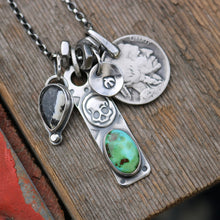 Load image into Gallery viewer, Sonoran Mountain turquoise Bar Pendant + White Buffalo Pendant Reworked Necklace