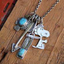 Load image into Gallery viewer, VINTAGE Snoopy with Sierra Bella turquoise Bar Pendant + Thunderbird Reworked Necklace