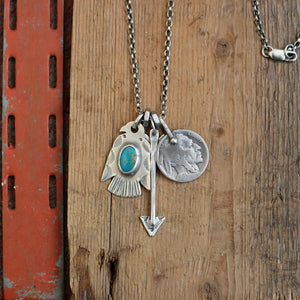 Bandits Mine turquoise Thunderbird + Arrow Reworked Necklace