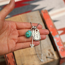 Load image into Gallery viewer, Sonoran Mountain turquoise Pendant + Sterling Silver Thunderbird Reworked Necklace