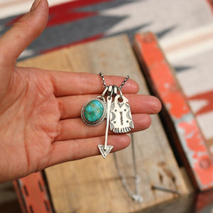 Sonoran Mountain turquoise Pendant + Sterling Silver Thunderbird Reworked Necklace