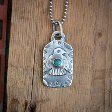 Load image into Gallery viewer, Sterling Silver Thunderbird with Cloud Mountain turquoise Dog Tag Necklace