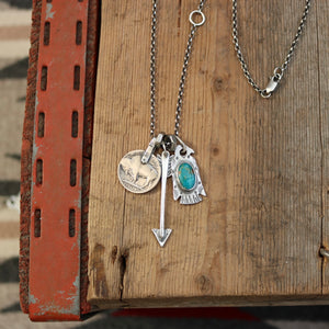 Bandits Mine turquoise Thunderbird + Arrow Reworked Necklace