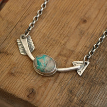 Load image into Gallery viewer, Sterling Silver + Carico Lake Turquoise Arrow Necklace
